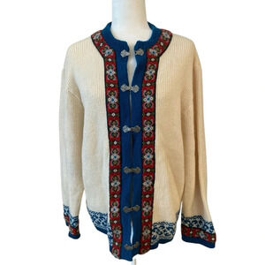 Nordstrikk Norway Vintag Long Wool Winter Cardigan Size Small Winter Fair Isle
